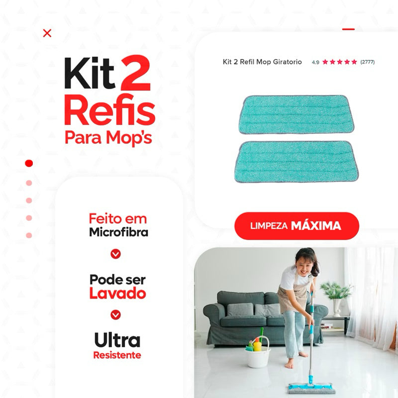 2 Unidades Refil para o Clean Spray Mop® Limpeza Fácil